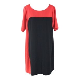 Tiana B. Orange and black color blocked shift dress